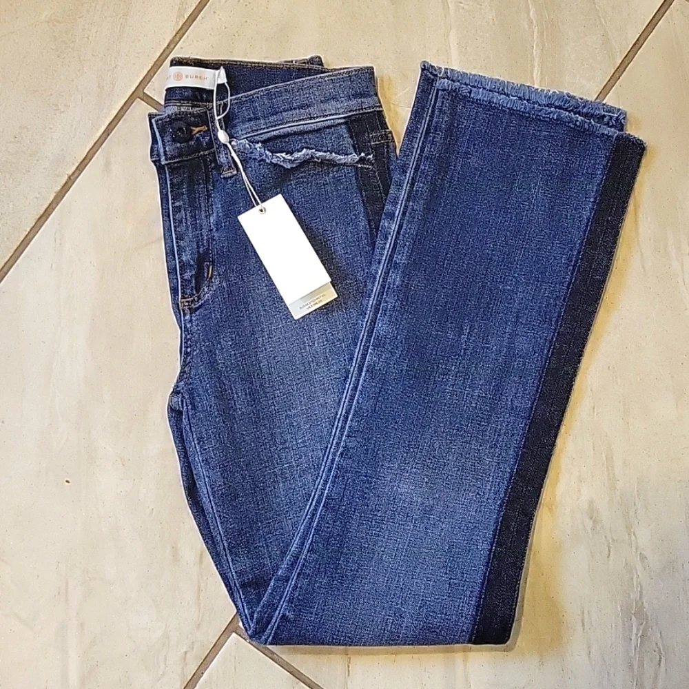 NWT Tory Burch Harley Cropped Jean Rain Wash Sz 23 - Picture 1 of 6